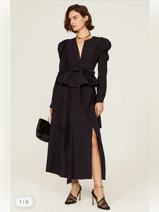 Ulla Johnson Dresses & Skirts - ULLA JOHNSON Virginie Black Belted Maxi Ruffle Dress Puff Sleeve Size 6 $725